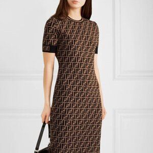 Fendi Fitted Midi Dress - Brown